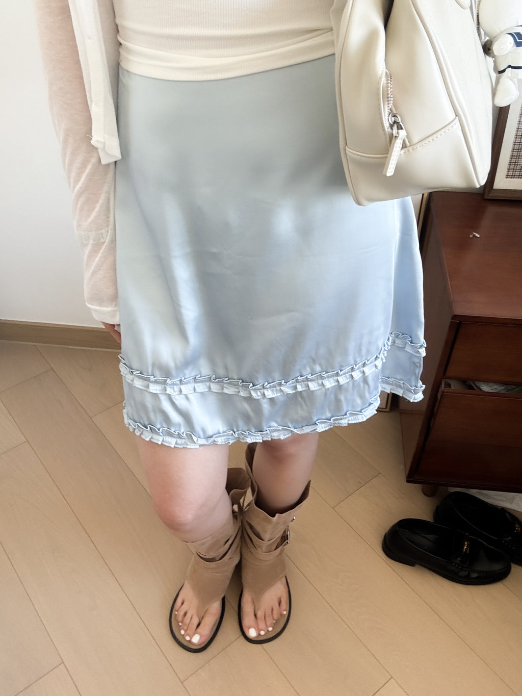satin ruffle skirt