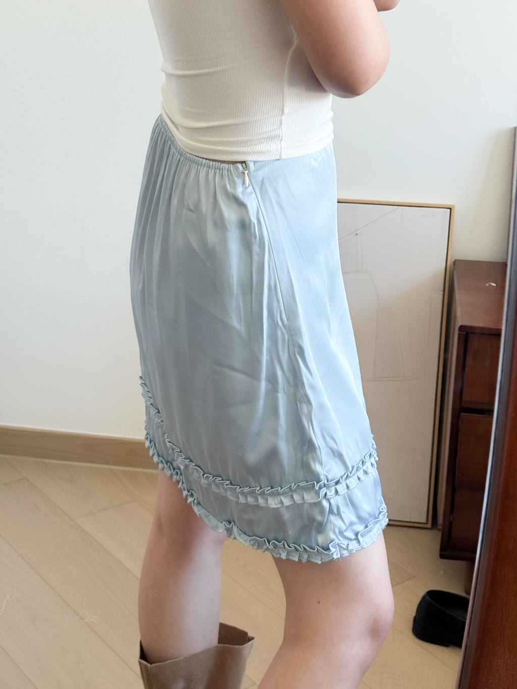 satin ruffle skirt