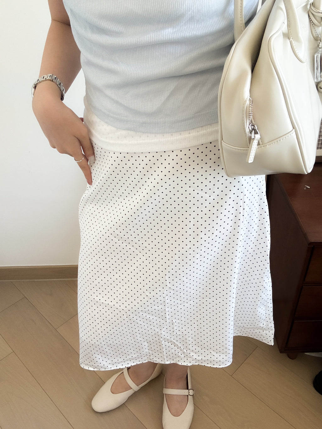 polka dot mid skirt