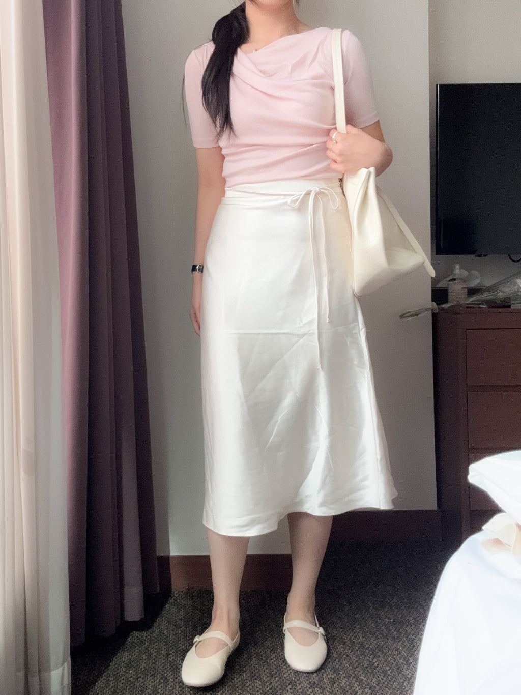 氣質姐姐的綁帶satin skirt