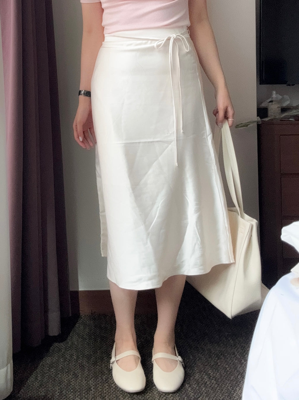 氣質姐姐的綁帶satin skirt