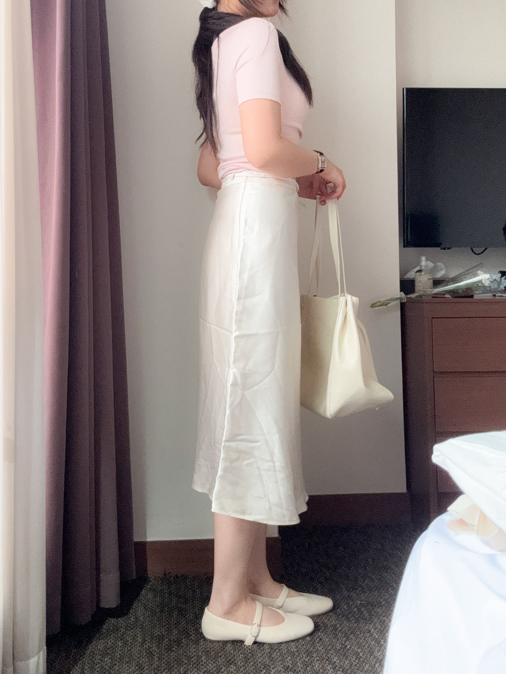 氣質姐姐的綁帶satin skirt