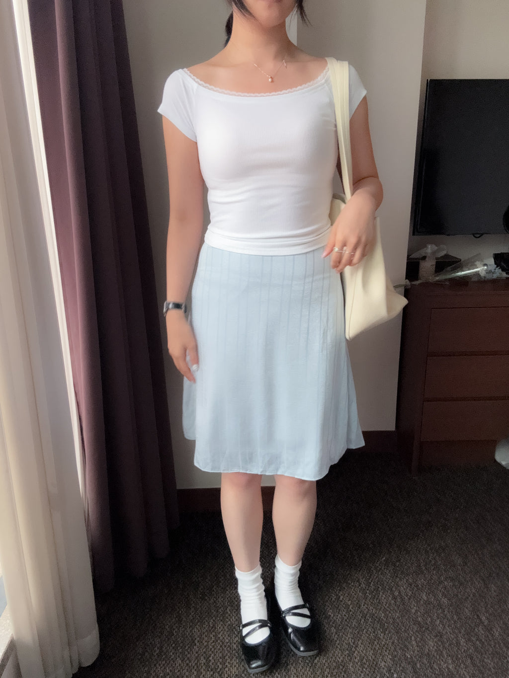 氣質satin mid skirt